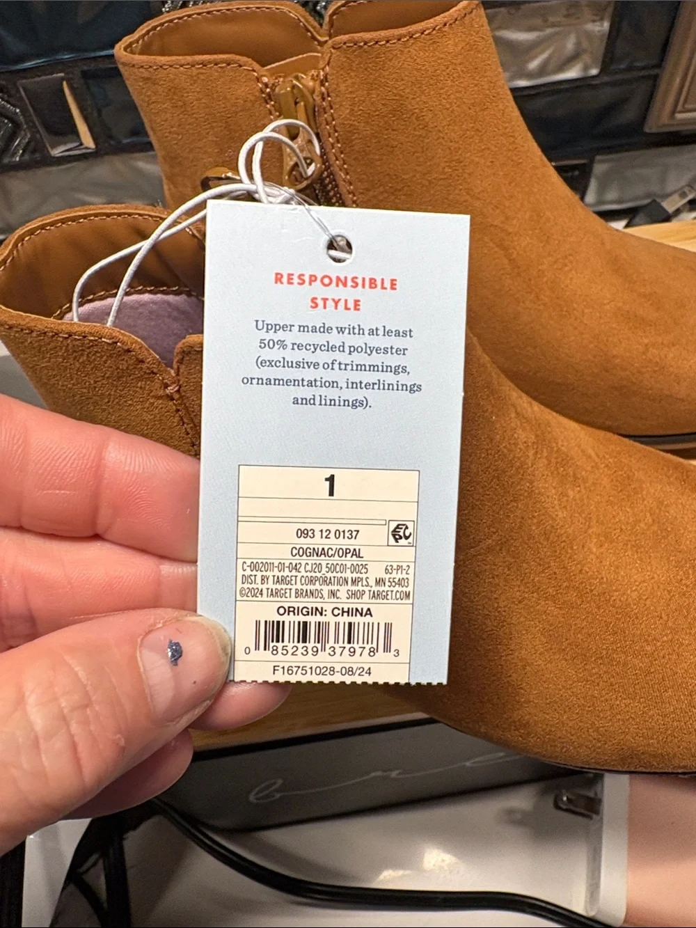 Cat & Jack Girls' Cognac Suede Ankle Boots